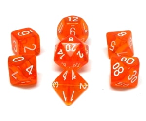 CHX23073 Translucent Orange/White 7PC Poly Dice image 0